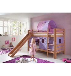 Litera con cortinas lila rosa