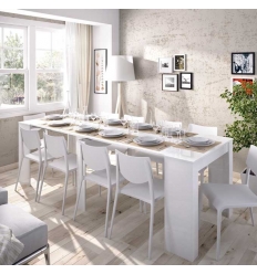 Mesa extensible con 5 posiciones. Mesa adaptable. De escritorio a mesa de 2 a 10 comensales. Fácil almacenaje. Ideal invitados.