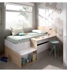 CAMA CON ESCRITORIO Y ALMACENAJE ERIN 