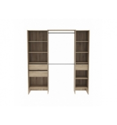 Vestidor abierto de 192 x 50 cm con 2 barras, 3 cajones y 9 estanterias. Gran capacidad almacenaje