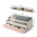 CAMA CON CAMA SUPLETORIA Y CAJONES INFERIORES AILUZ