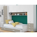Mueble-Dormitorio. Incluye cama, 2 puertas-Armario, 3 cajones y estante. Funcional. Gran relación calidad-precio. Juvenil.