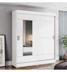 Armario ropero con cajones Bayron con puertas correderas, diseño moderno para dormitorio