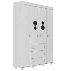 Armario infantil blanco BUBBLES en habitación de bebé, conjunto decorativo moderno