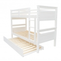 Litera de madera blanca Titan Vicawu con cama supletoria extraíble y somieres de lamas para mayor funcionalidad