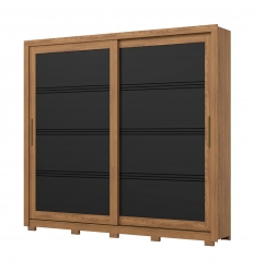 Armario Zenit Vicawu con puertas correderas en acabado natural y negro